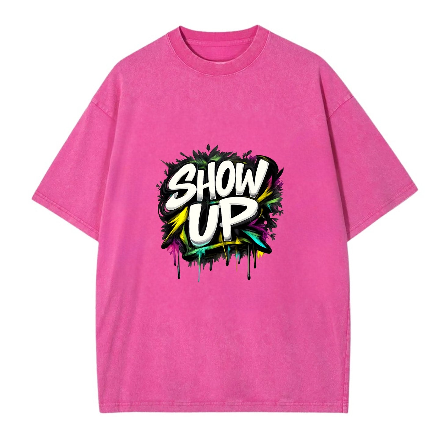 Bold typography design - "SHOW UP" - be present, arrive ready - Vintage T-shirt - Dusty Rose(Rose)