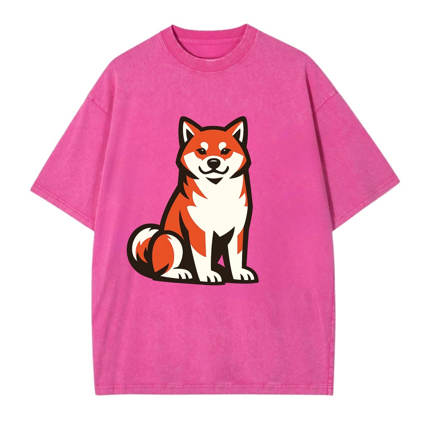Sitting Shiba Inu Emblem - Vintage T-shirt - Dusty Rose(Rose)
