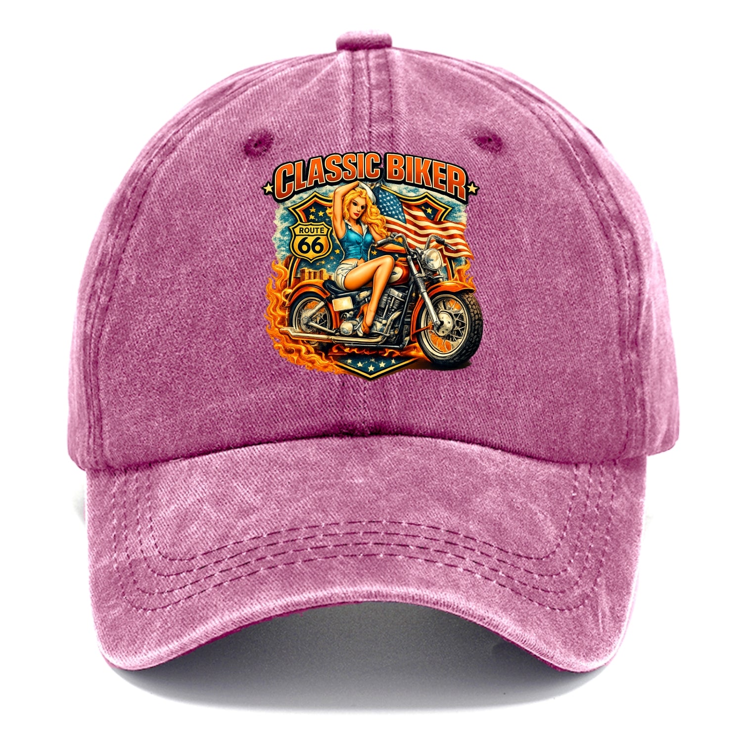 Classic Pinup Biker - Classic Cap - Dusty Rose(Rose)