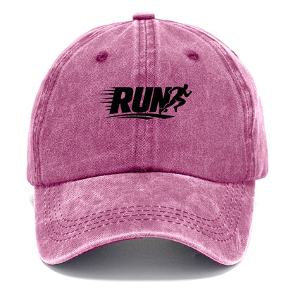 Bold typography design - "RUN" - cardio life, runner identity - Classic Cap - Dusty Rose(Rose)