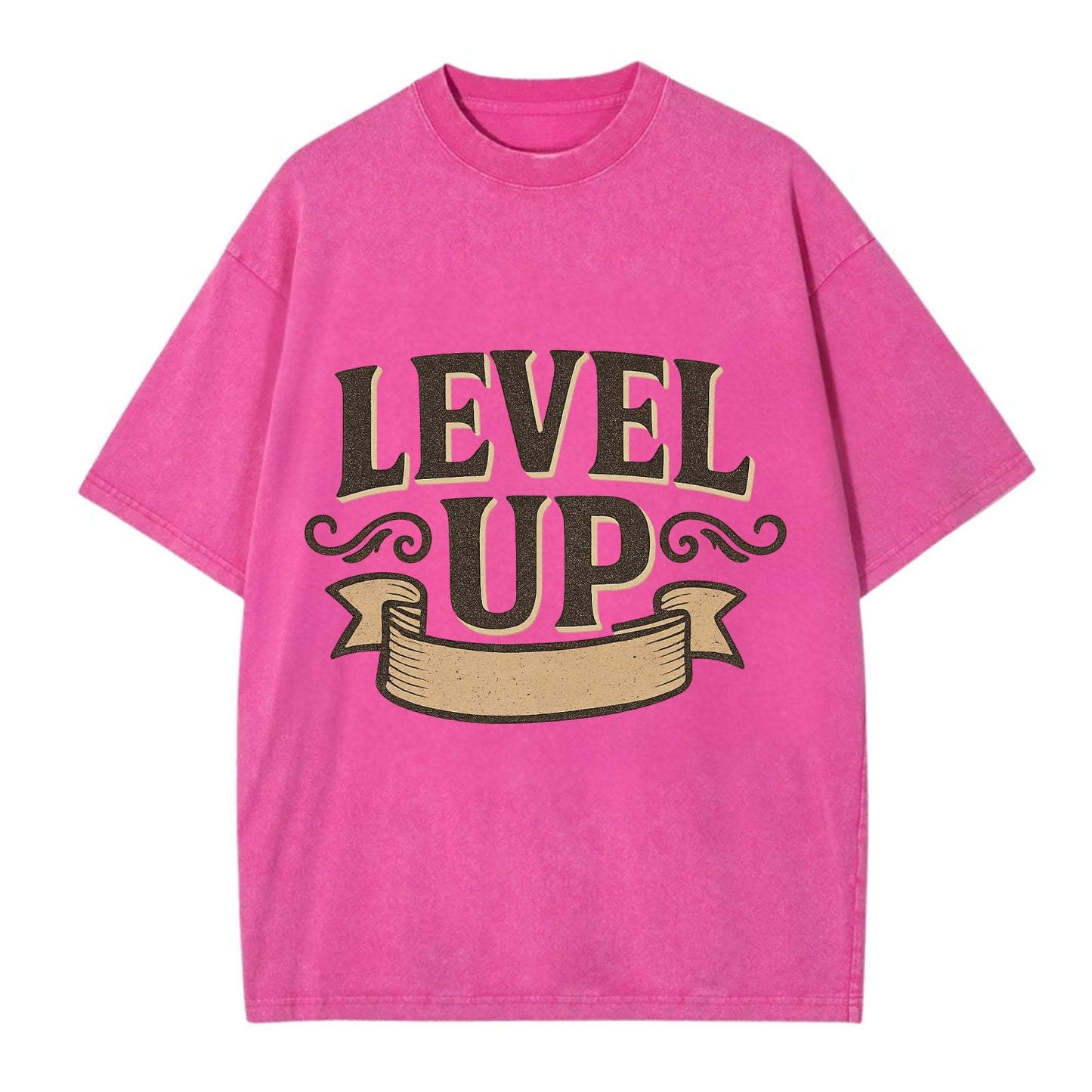 Bold typography design - "LEVEL UP" - improving, advancing, growing - Vintage T-shirt - Dusty Rose(Rose)