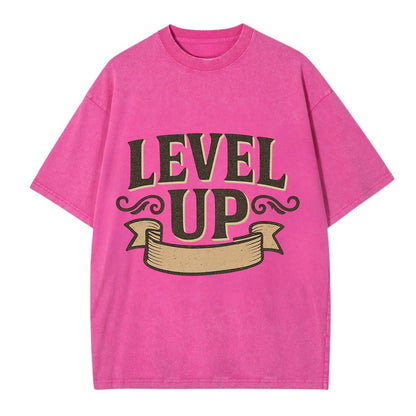 Bold typography design - "LEVEL UP" - improving, advancing, growing - Vintage T-shirt - Dusty Rose(Rose)