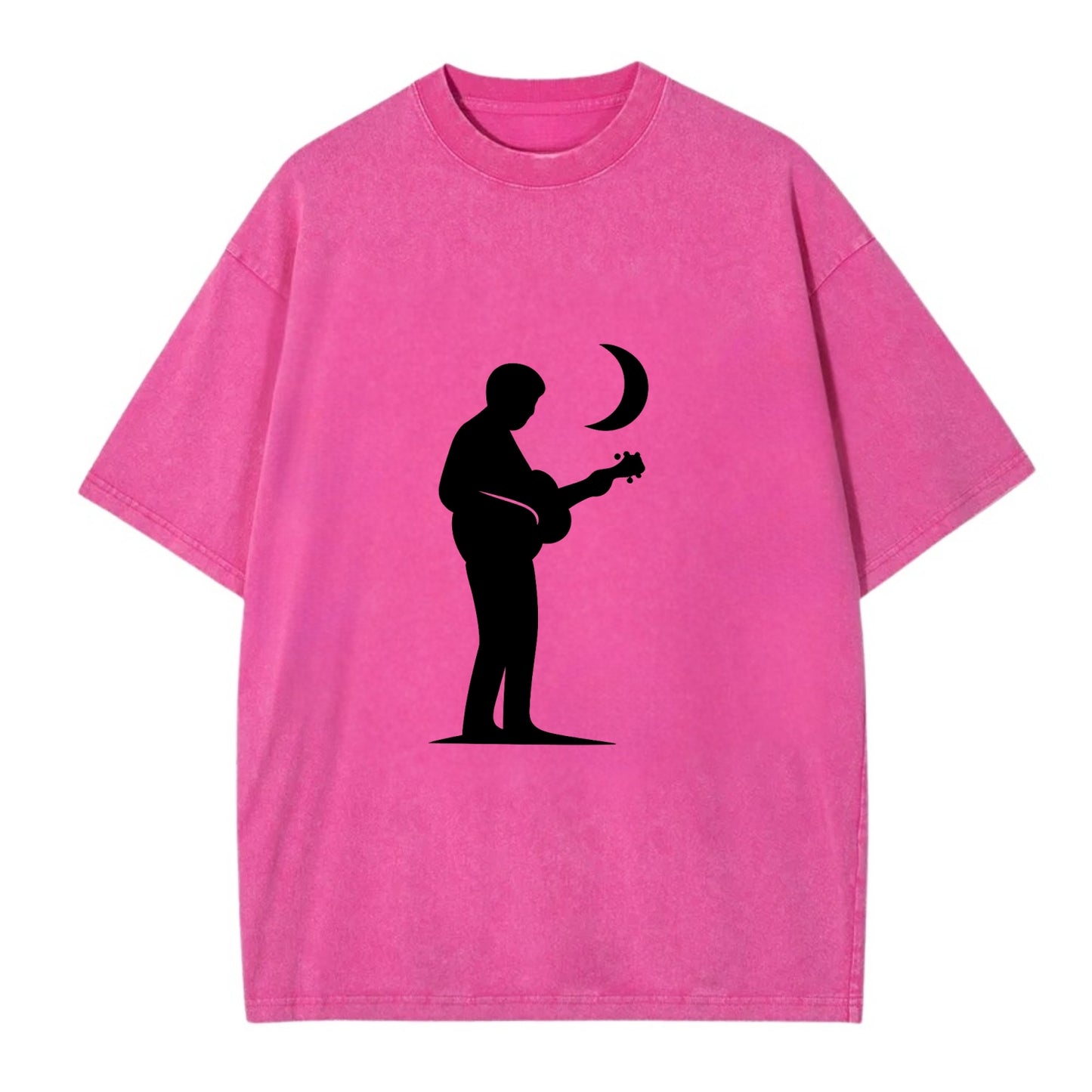 Guitarist playing acoustic under moonlight - Vintage T-shirt - Dusty Rose(Rose)