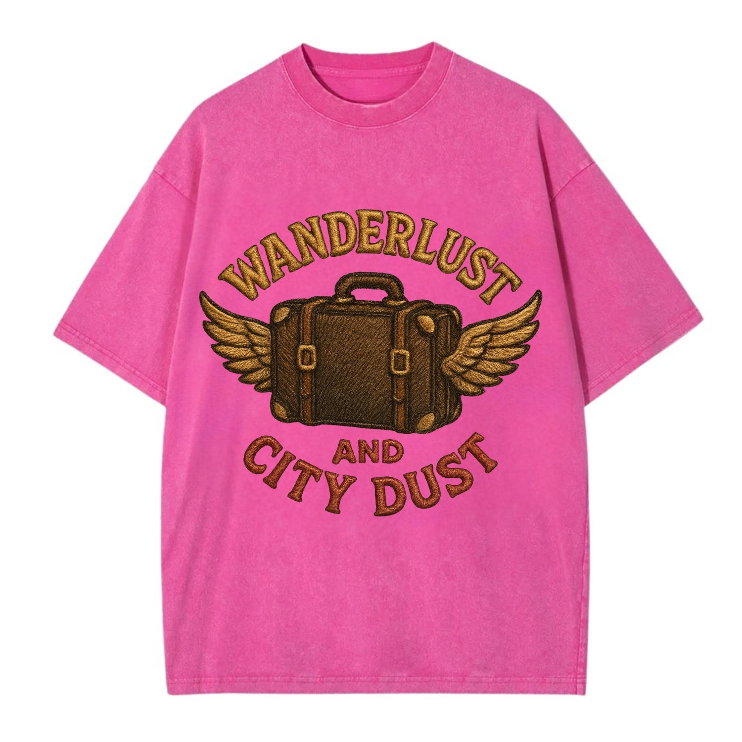 Wanderlust And City Dust  - Vintage T-shirt - Dusty Rose(Rose)