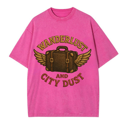 Wanderlust And City Dust  - Vintage T-shirt - Dusty Rose(Rose)