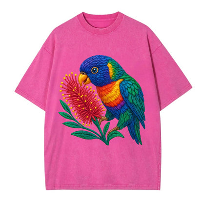 Rainbow Lorikeet Bottlebrush - Vintage T-shirt - Dusty Rose(Rose)