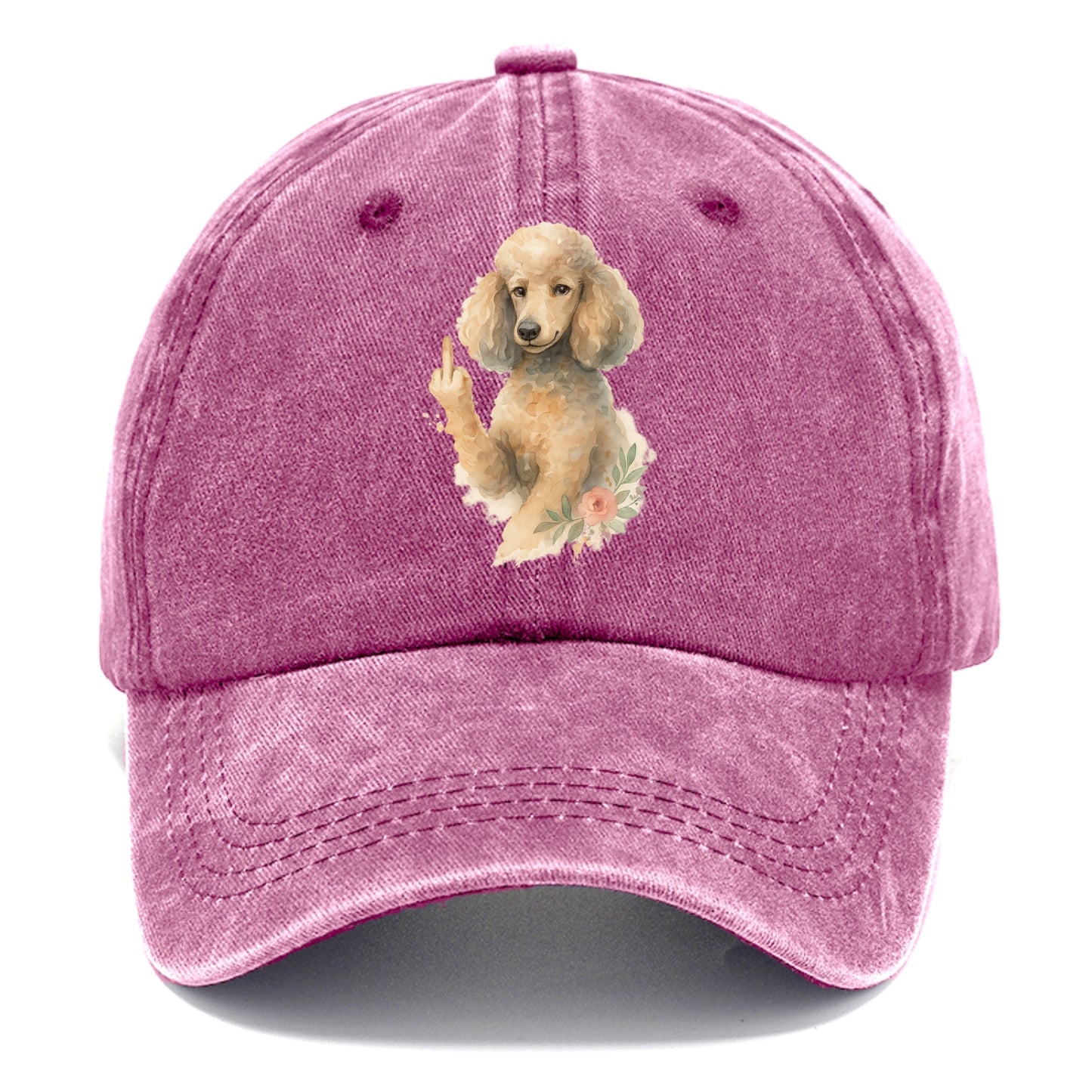 Standard Poodle with curly styled coat, intelligent face, fancy paw giving finger - Classic Cap - Dusty Rose(Rose)
