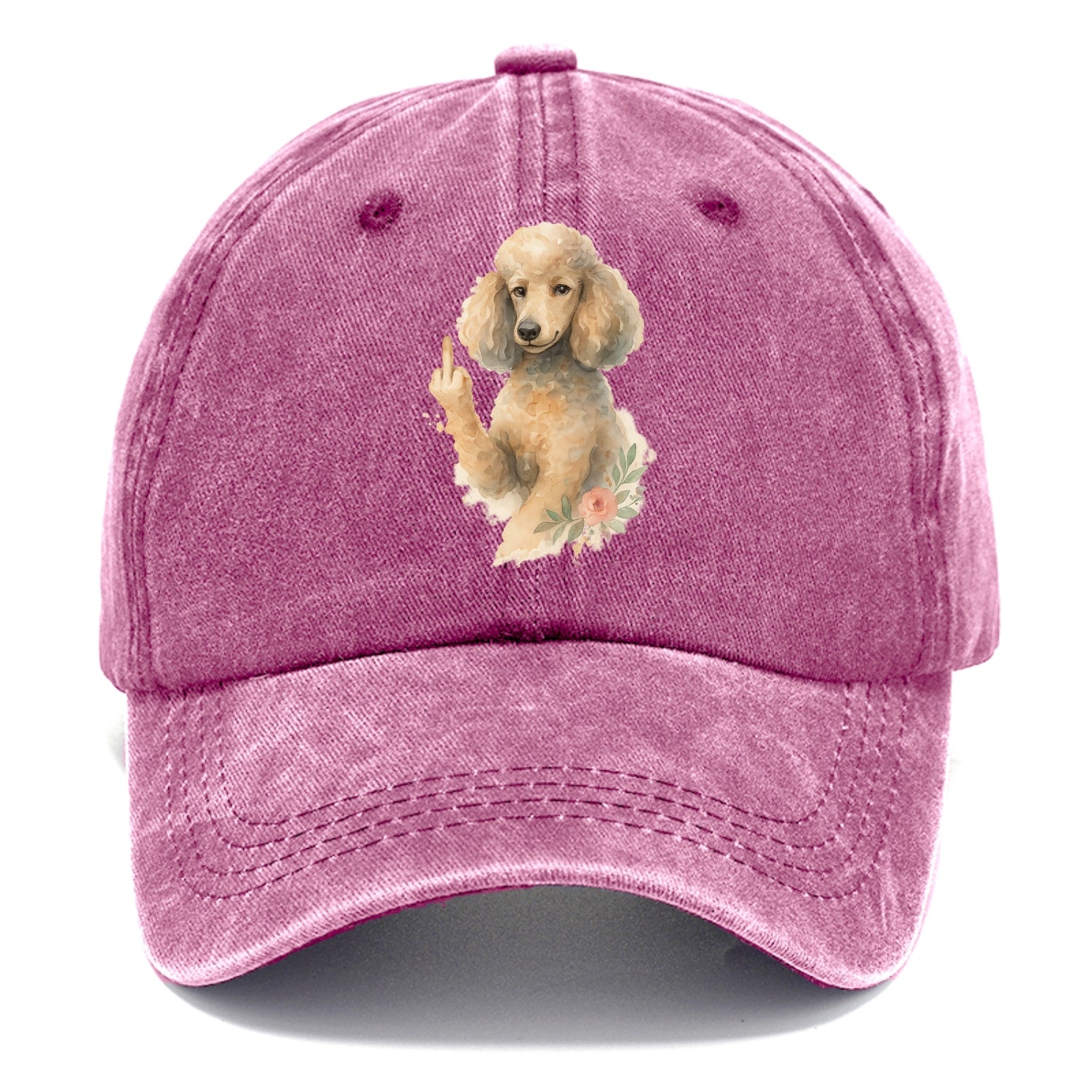 Standard Poodle with curly styled coat, intelligent face, fancy paw giving finger - Classic Cap - Dusty Rose(Rose)