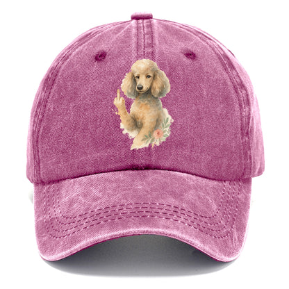 Standard Poodle with curly styled coat, intelligent face, fancy paw giving finger - Classic Cap - Dusty Rose(Rose)