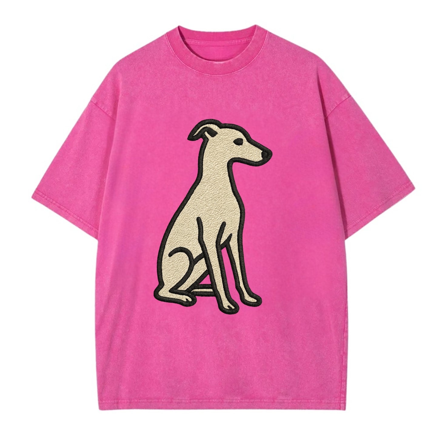 Italian Greyhound - Gray sitting pose - Vintage T-shirt - Dusty Rose(Rose)