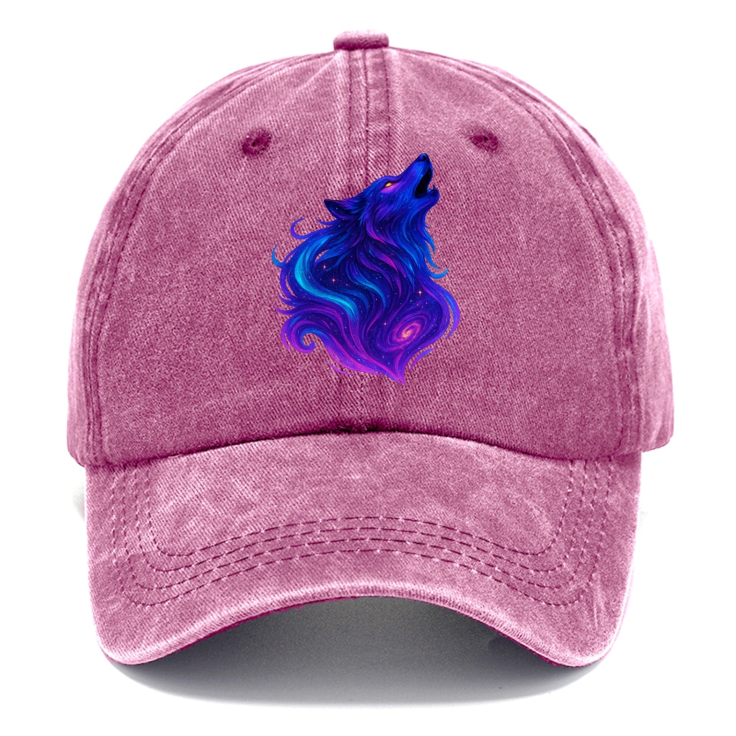 Noble wolf with flowing fur that transforms into aurora borealis streams, cyan and - Classic Cap - Dusty Rose(Rose)