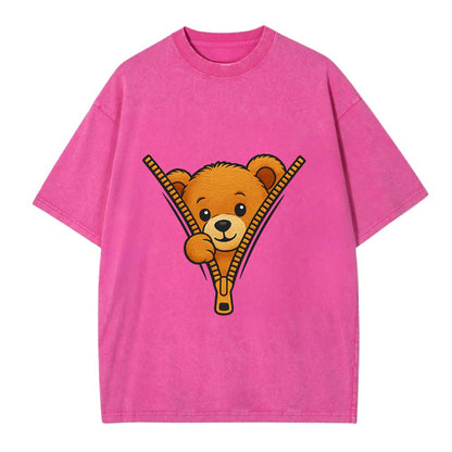 zipper bear - Vintage T-shirt - Dusty Rose(Rose)
