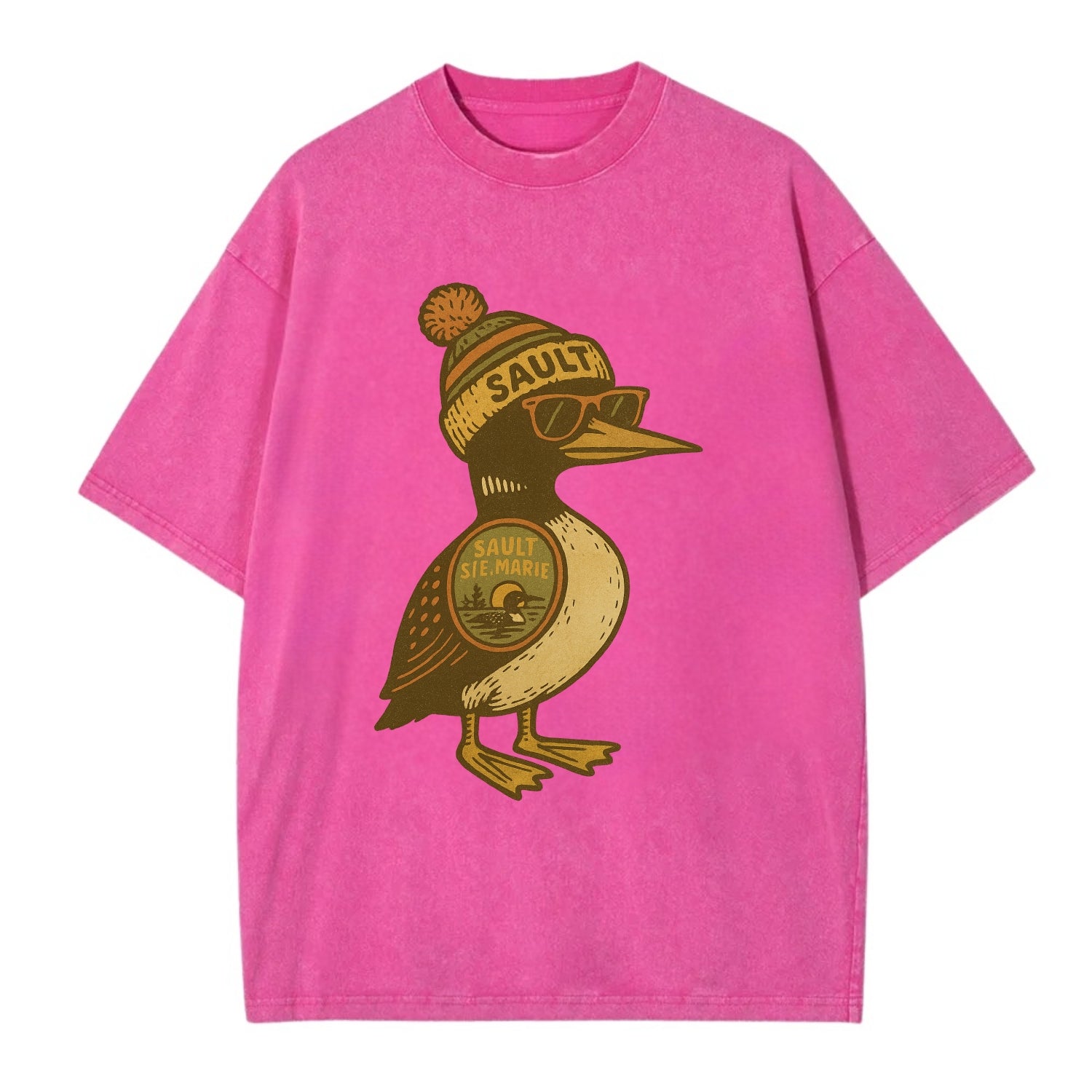 Sault Ste Marie Loon wearing Sault beani - Vintage T-shirt - Dusty Rose(Rose)