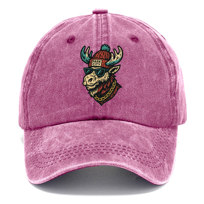 Park City Moose wearing Park City beanie with pom pom and wayfarer sunglasses - Classic Cap - Dusty Rose(Rose)