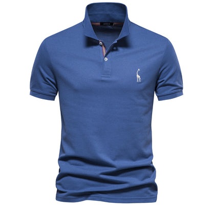 Embroidered Deer Lapel Polo Shirt - Premium Cotton