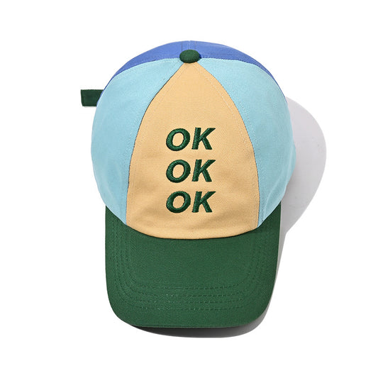 Embroidered Letter Colorblock Baseball Cap
