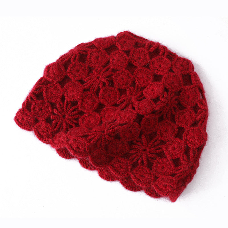 Elegant Plum Blossom Knit Cashmere Hat