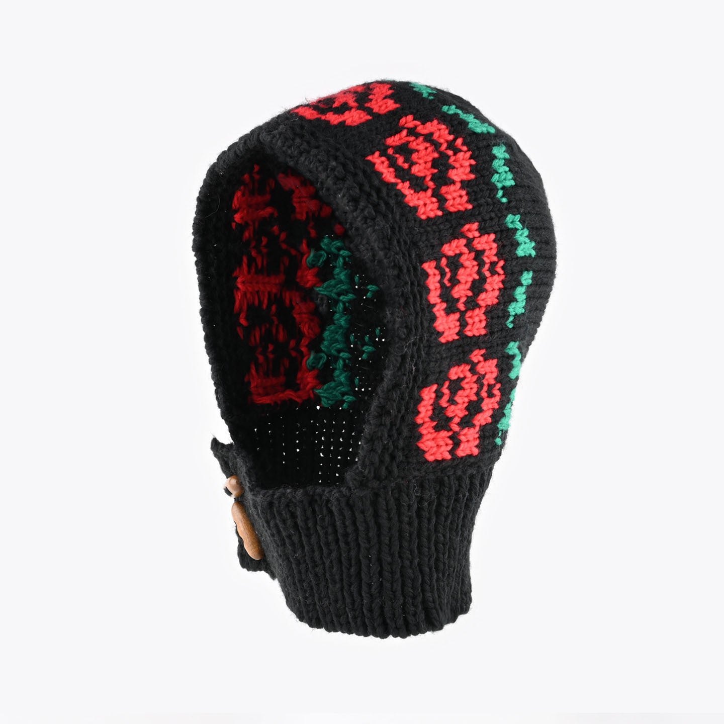 Floral Knit Balaclava Hat - Cozy Winter Warmth