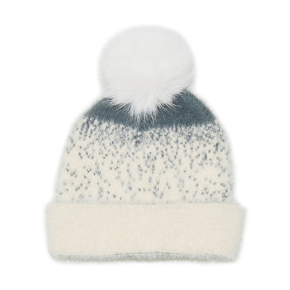 Faux Mink Knit Beanie with Ear Protection