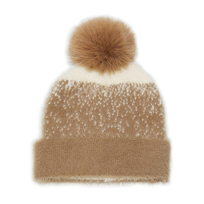 Faux Mink Knit Beanie with Ear Protection