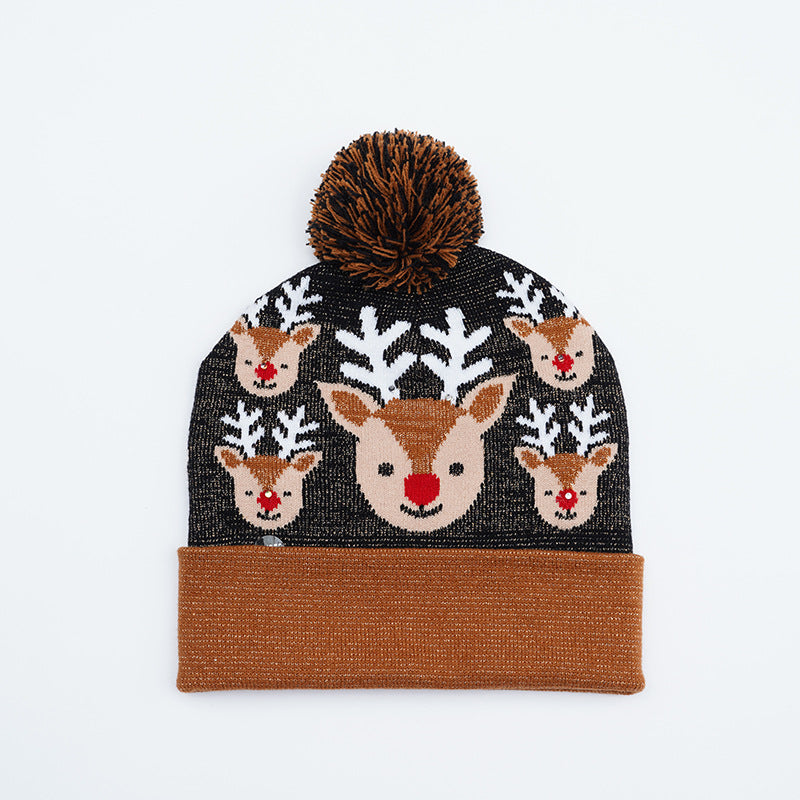 Festive Santa & Deer Knit Beanie - Cozy Holiday Hat
