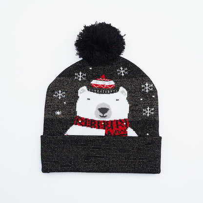 Festive Santa & Deer Knit Beanie - Cozy Holiday Hat