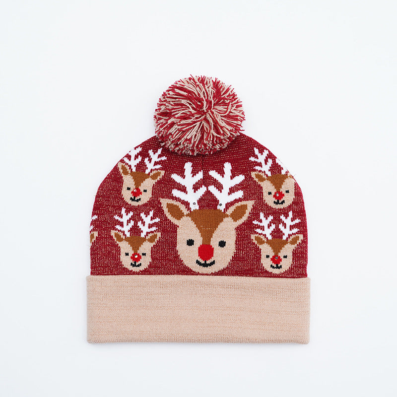 Festive Santa & Deer Knit Beanie - Cozy Holiday Hat