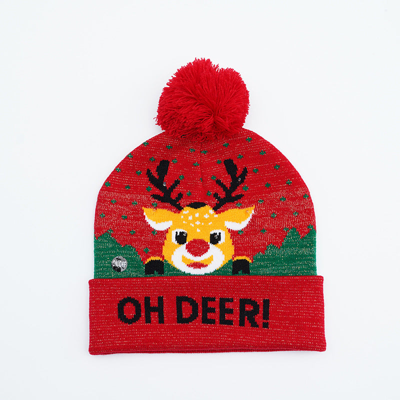 Festive Santa & Deer Knit Beanie - Cozy Holiday Hat