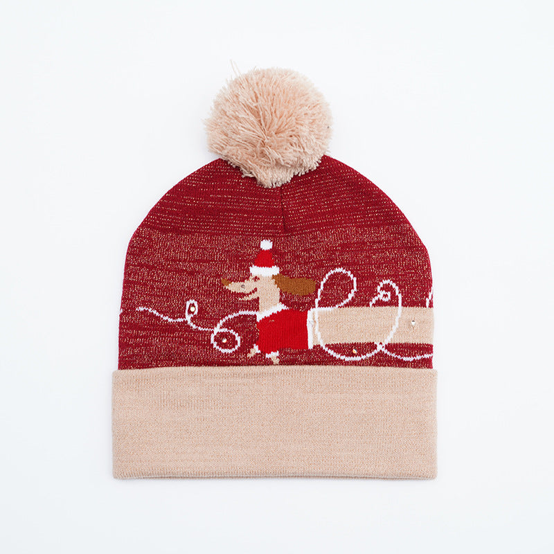 Festive Santa & Deer Knit Beanie - Cozy Holiday Hat