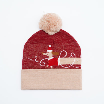 Festive Santa & Deer Knit Beanie - Cozy Holiday Hat