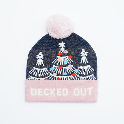 Festive Santa & Deer Knit Beanie - Cozy Holiday Hat