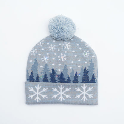 Festive Santa & Deer Knit Beanie - Cozy Holiday Hat