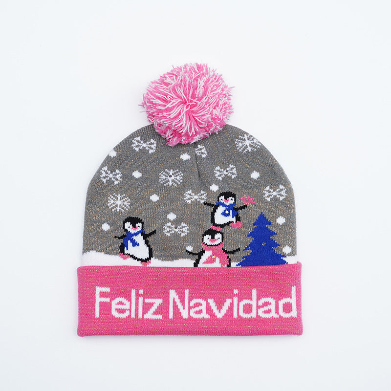 Festive Santa & Deer Knit Beanie - Cozy Holiday Hat