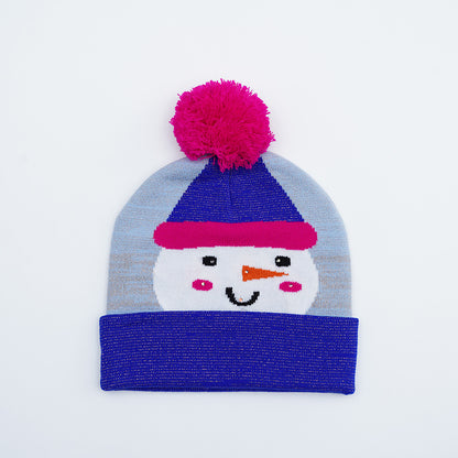 Festive Santa & Deer Knit Beanie - Cozy Holiday Hat