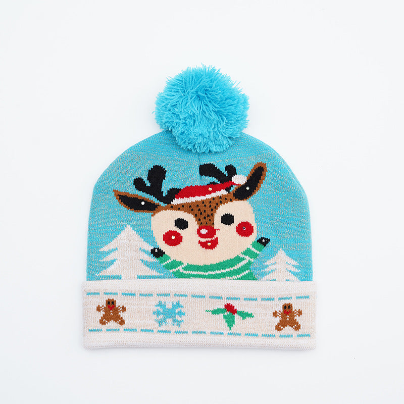 Festive Santa & Deer Knit Beanie - Cozy Holiday Hat