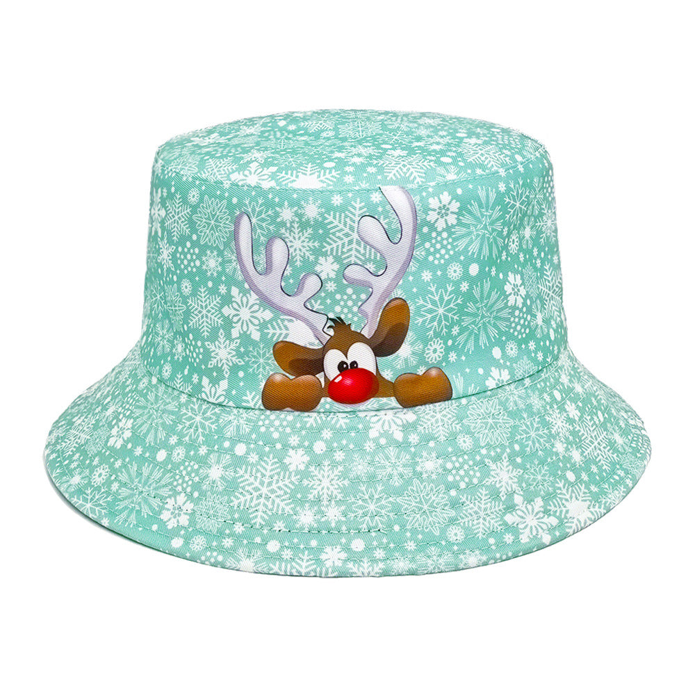 Festive Snowflake Reindeer Reversible Bucket Hat