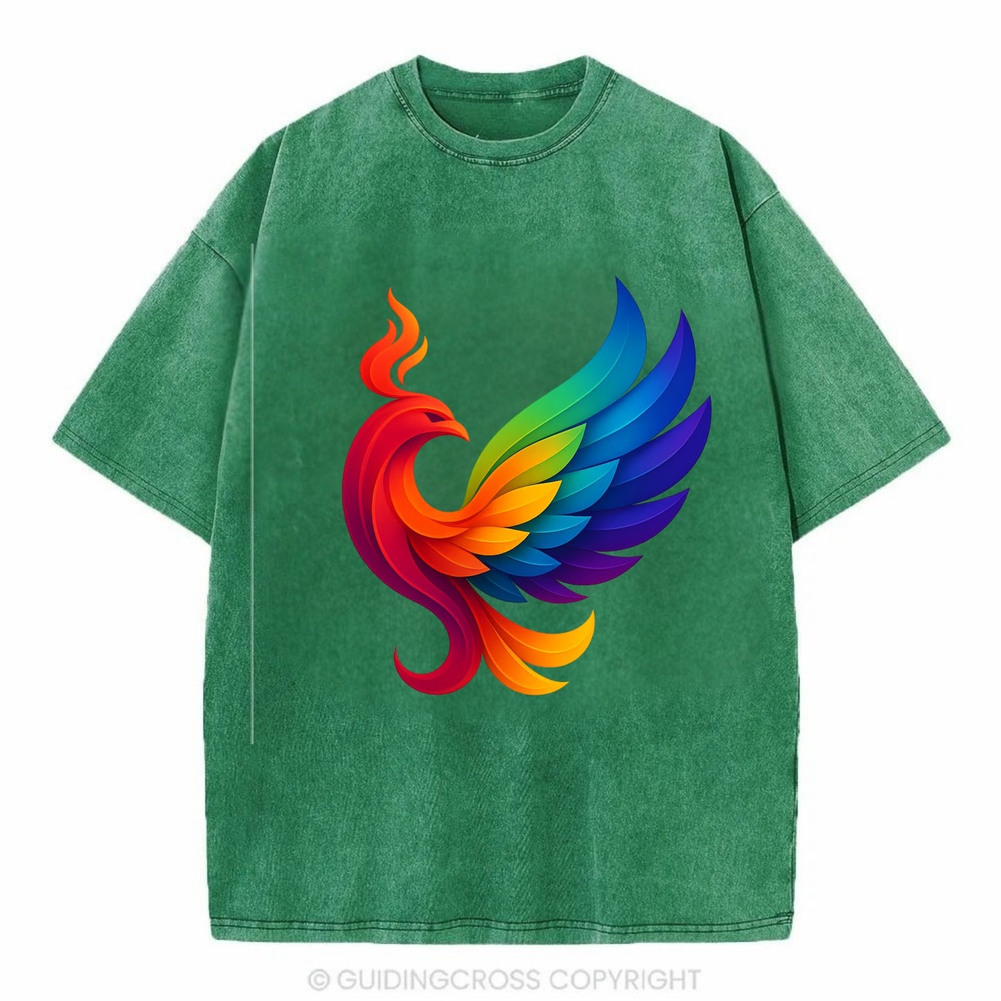 Liberation Bird - Phoenix with each feat - Vintage T-shirt - Forest Mist(Green)