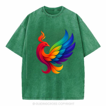 Liberation Bird - Phoenix with each feat - Vintage T-shirt - Forest Mist(Green)
