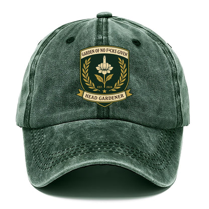 Shield with middle finger flower - "Garden of No F*cks Given - Head Gardener" - - Classic Cap - Forest Mist(Green)