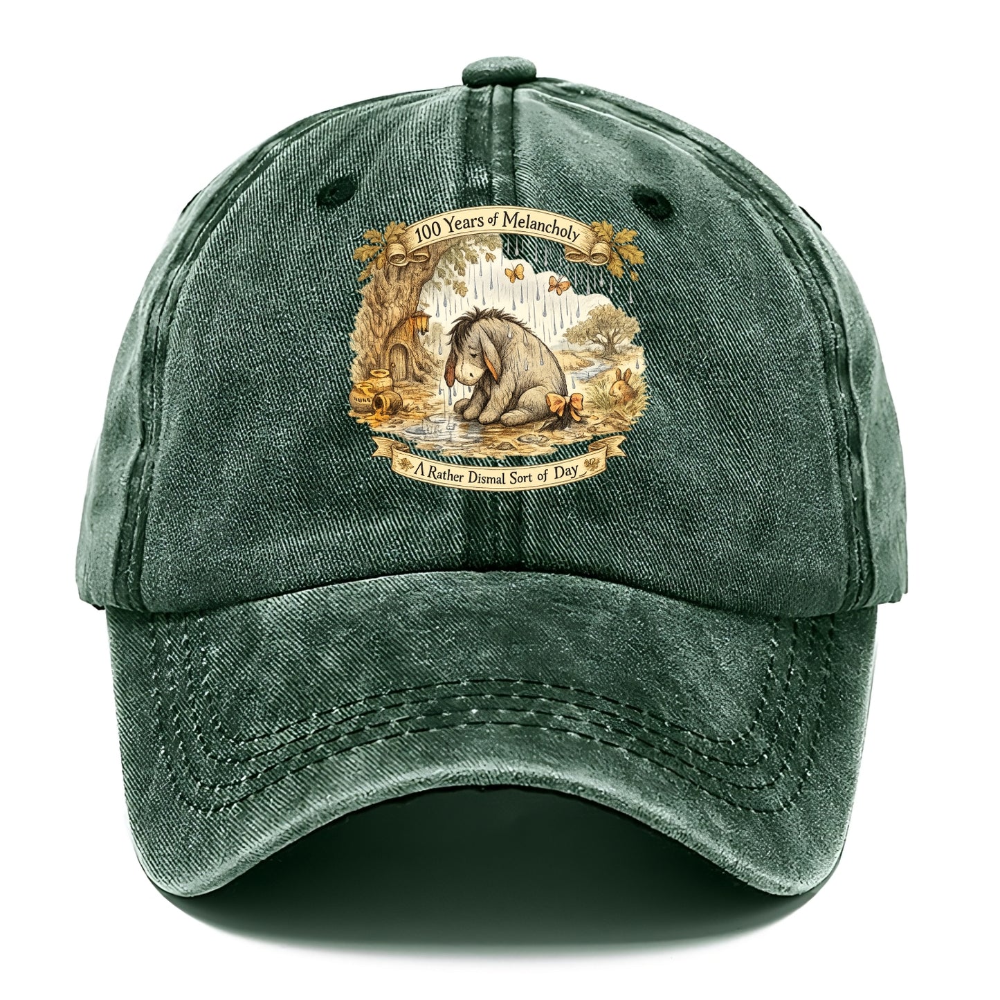 GLOOMY GLEN | Droopy figure in rain | Tattered tail bow | Pessimistic poetry | - Classic Cap - Forest Mist(Green)