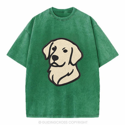 Golden Retriever - Head tilt curious pos Vintage T-shirt - Forest Mist(Green)
