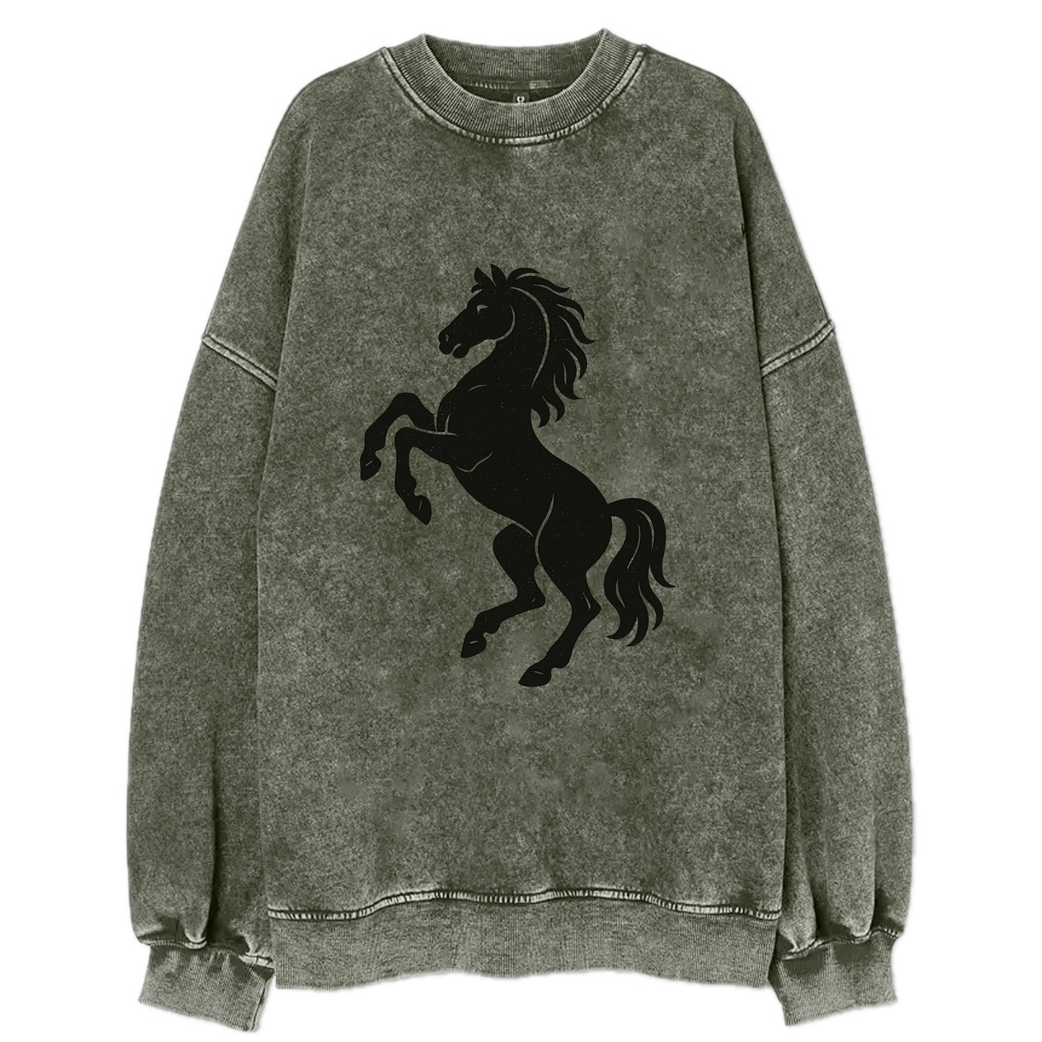 Stallion rearing on hind legs - Vintage Sweatshirt - Forest Mist(Green)