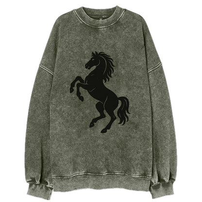 Stallion rearing on hind legs - Vintage Sweatshirt - Forest Mist(Green)
