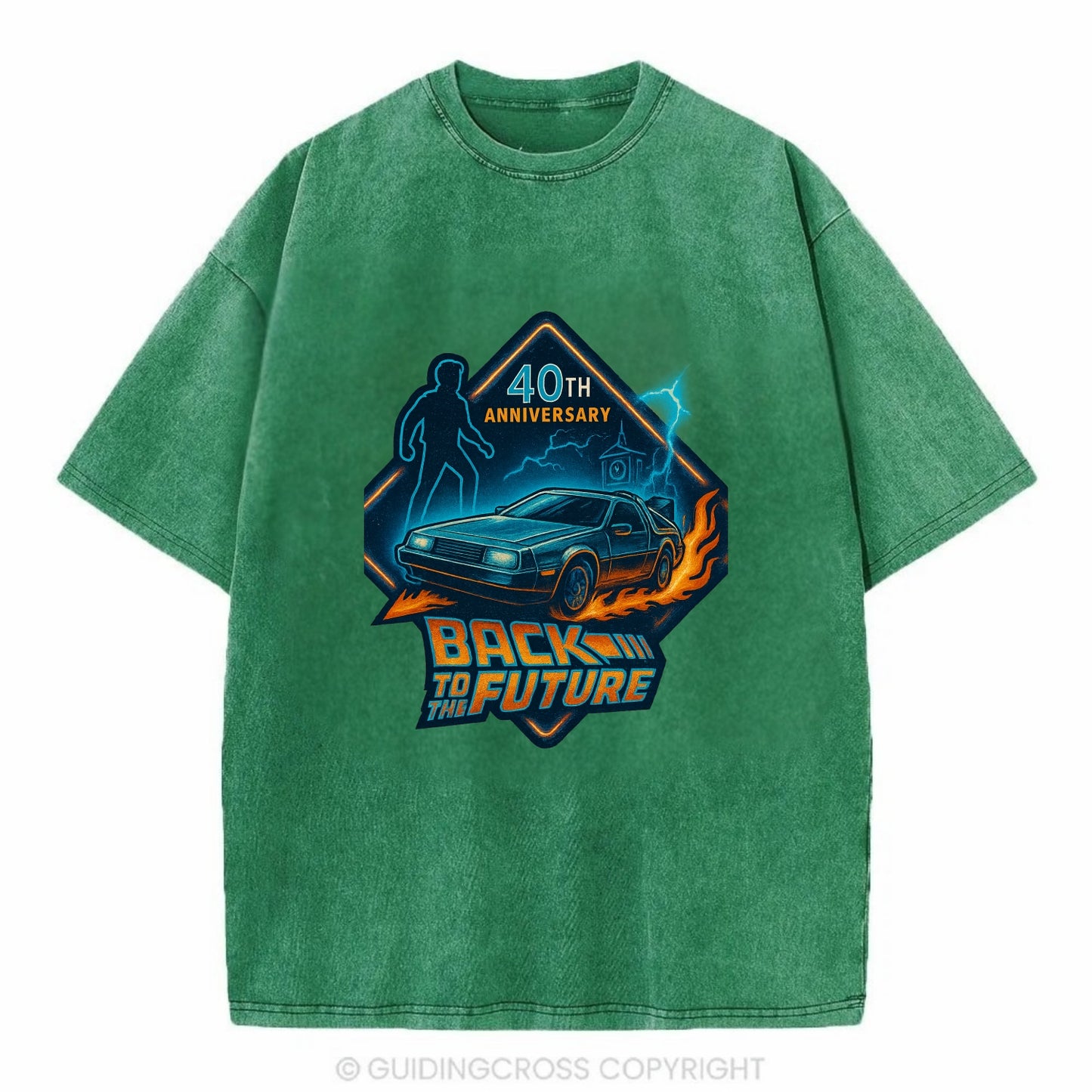 Back To The Future 40th Anniversary 2 - Vintage T-shirt - Forest Mist(Green)