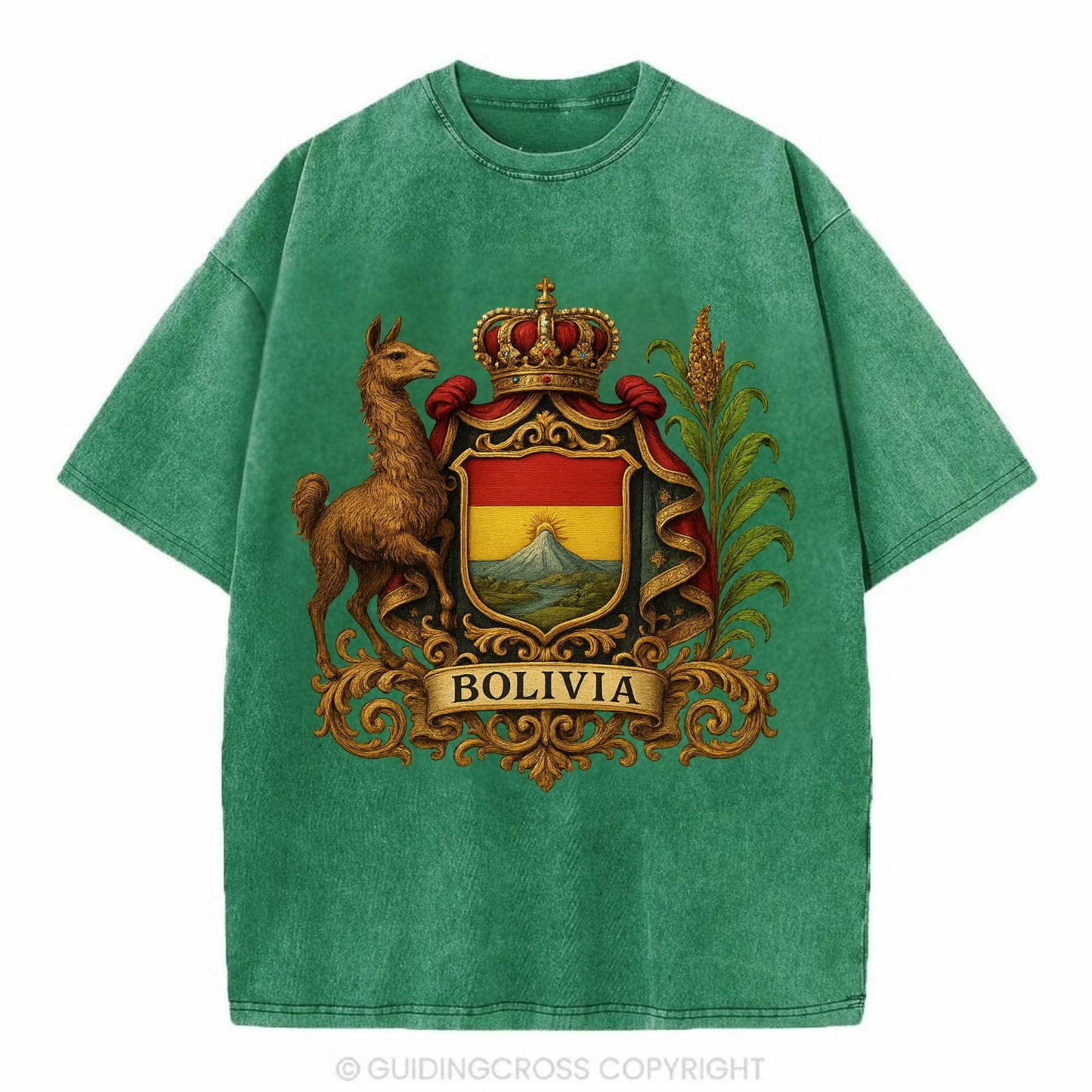 Bolivia Royal Logo  - Vintage T-shirt - Forest Mist(Green)