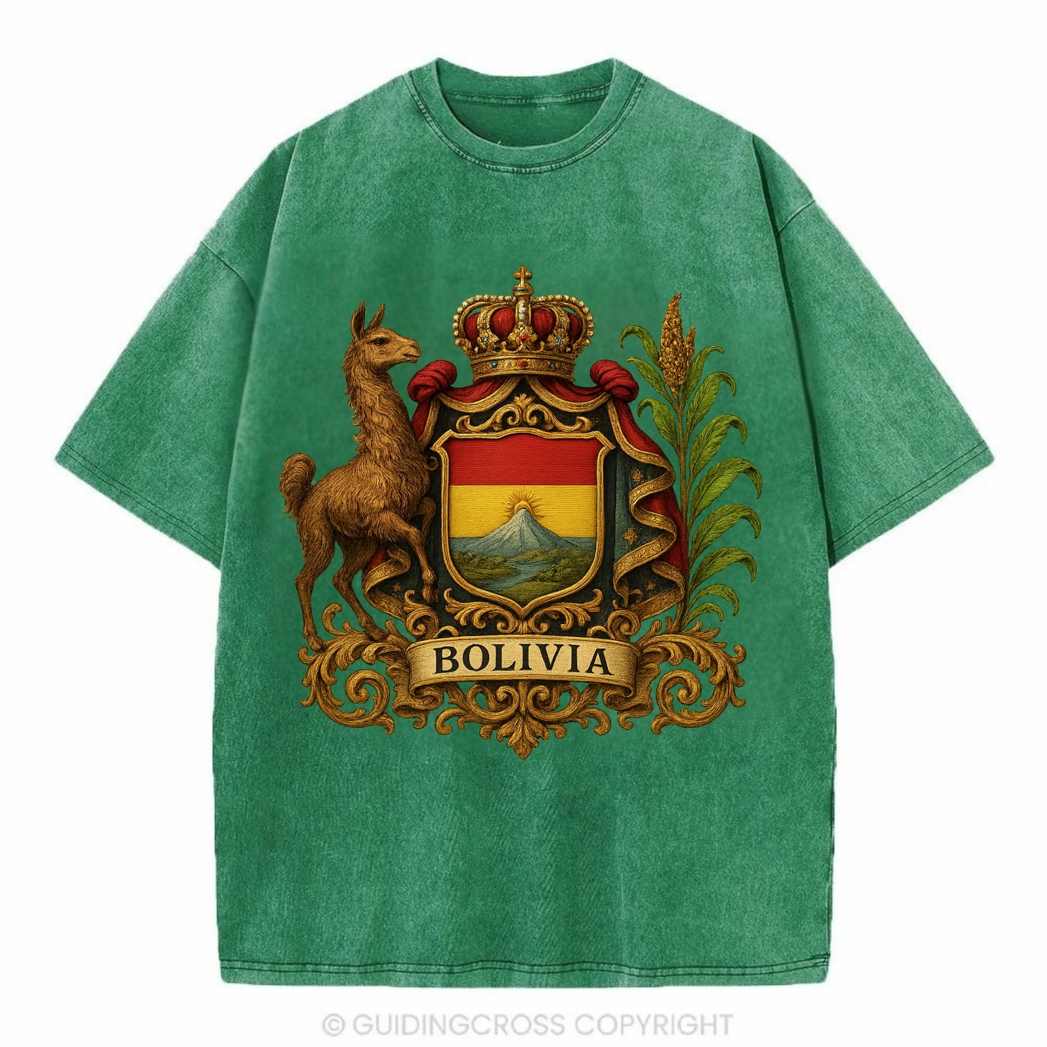 Bolivia Royal Logo  - Vintage T-shirt - Forest Mist(Green)