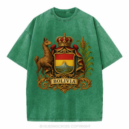 Bolivia Royal Logo  - Vintage T-shirt - Forest Mist(Green)