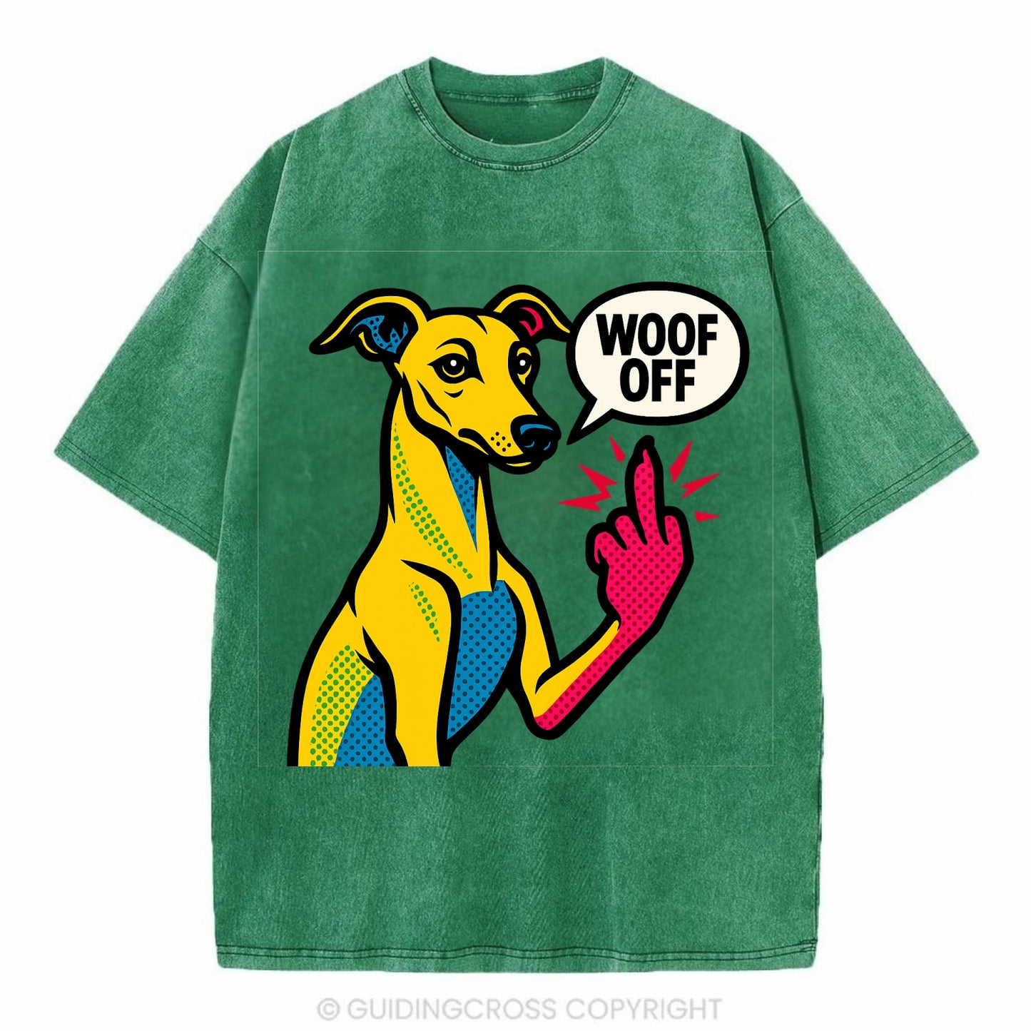 Whippet sleek athletic greyhound-like, elegant long paw giving sass - Vintage T-shirt - Forest Mist(Green)