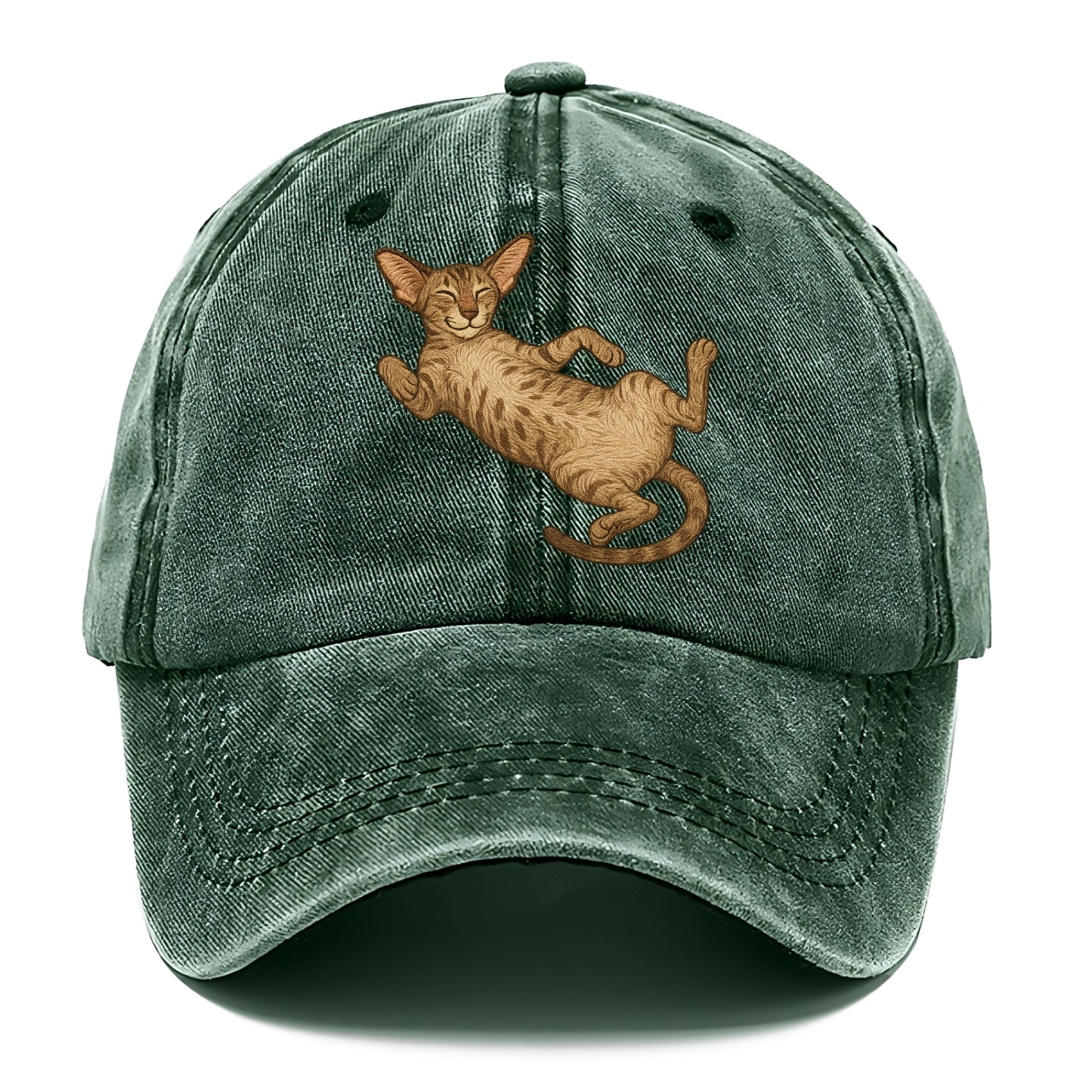 Oriental Shorthair  fully relaxed sprawl Classic Cap - Forest Mist(Green)