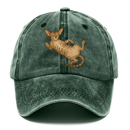 Oriental Shorthair  fully relaxed sprawl Classic Cap - Forest Mist(Green)